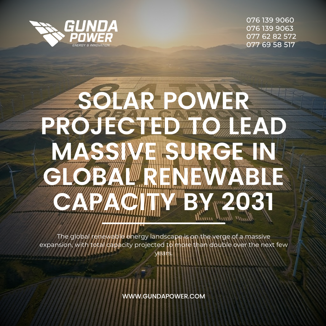 Solar Power Projected to Lead Massive Surge in Global Renewable Capacity by 2031